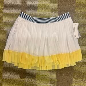 New Balance J Crew Pleated Tennis Skirt Skort Medium Colorblock White Yellow